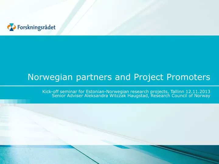 norwegian partners and project promoters