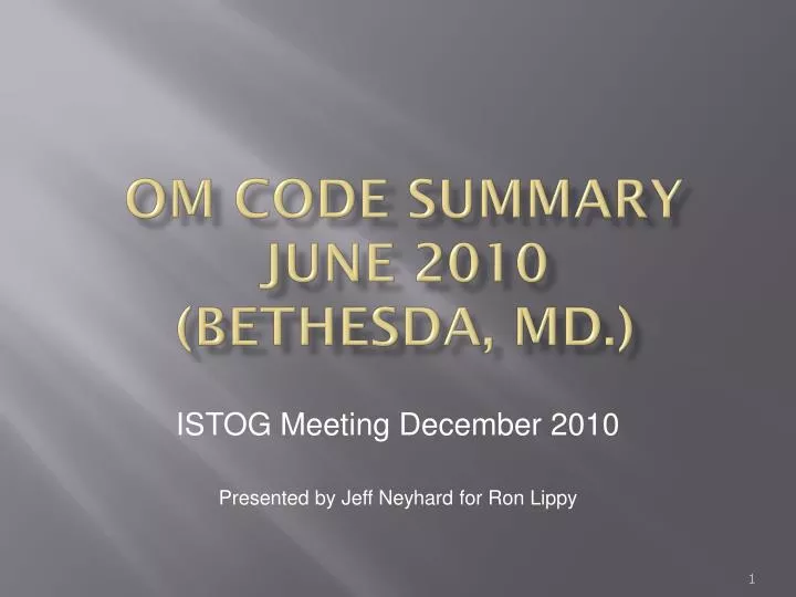 om code summary june 2010 bethesda md