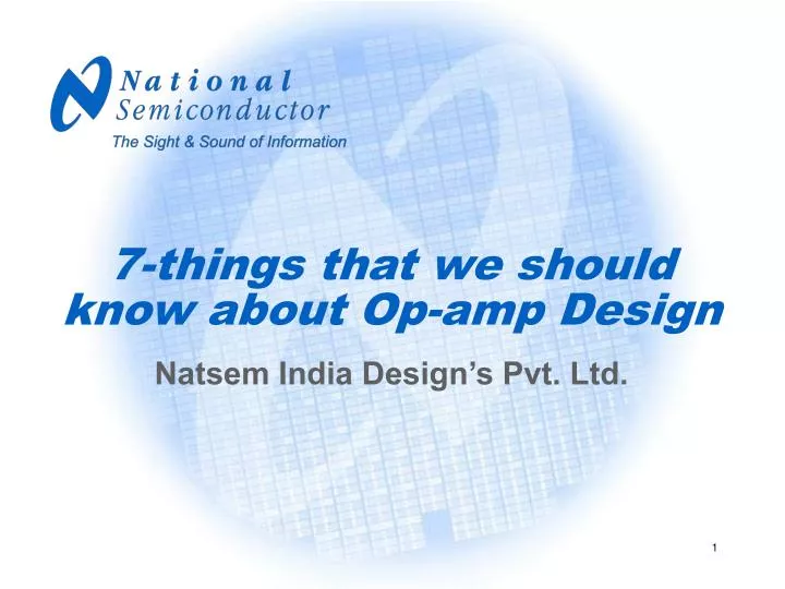 7 things that we should know about op amp design