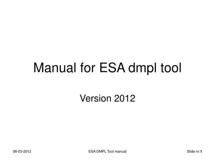 manual for esa dmpl tool