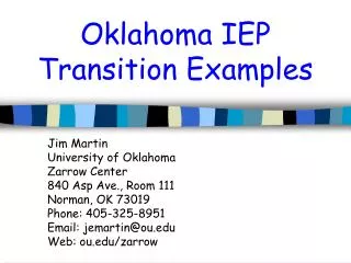 Oklahoma IEP Transition Examples