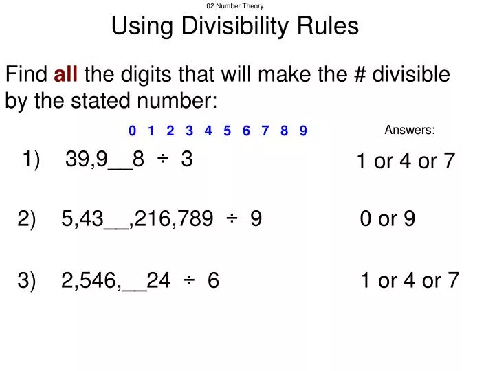 02 number theory using divisibility rules