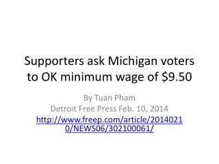 Supporters ask Michigan voters to OK minimum wage of $9.50