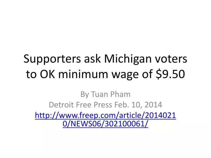 supporters ask michigan voters to ok minimum wage of 9 50