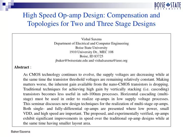 high speed op amp design compensation and topologies for two and three stage designs