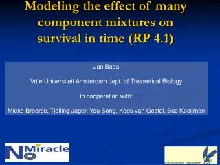 Modeling the effect of many component mixtures on survival in time (RP 4.1)