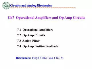 Ch7 Operational Amplifiers and Op Amp Circuits