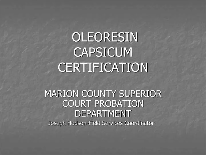 oleoresin capsicum certification