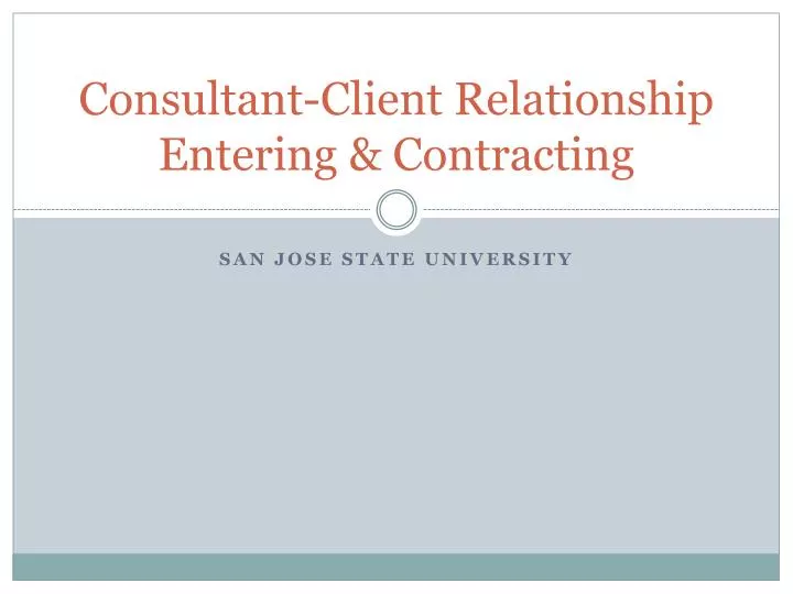 consultant client relationship entering contracting