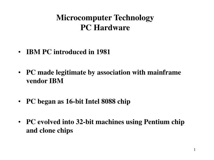 microcomputer technology pc hardware