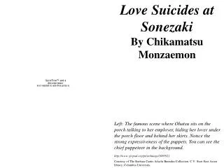 Love Suicides at Sonezaki By Chikamatsu Monzaemon