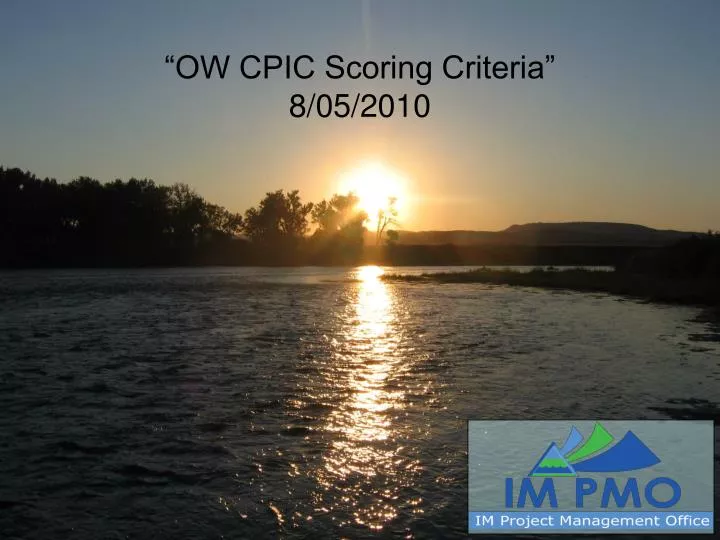 ow cpic scoring criteria 8 05 2010