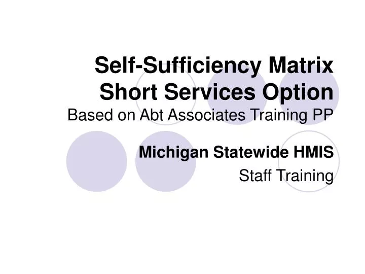 self sufficiency matrix short services option based on abt associates training pp