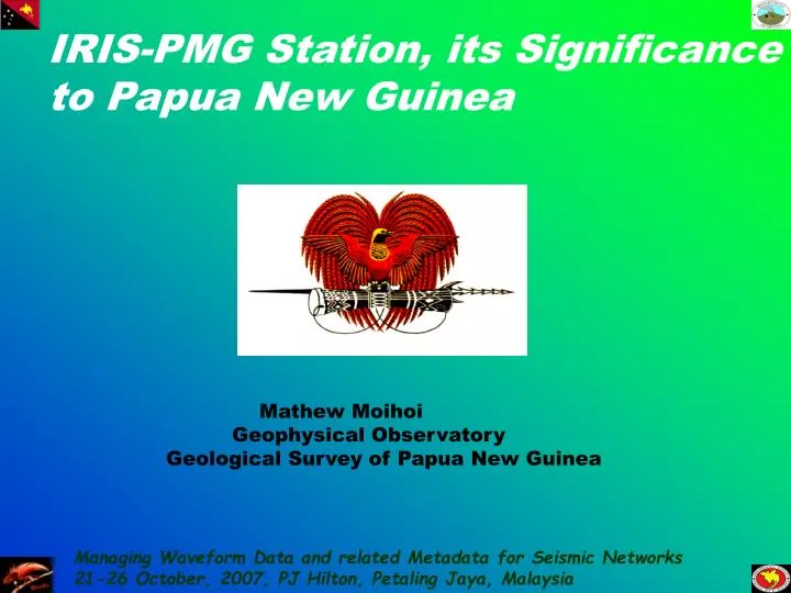 iris pmg station its significance to papua new guinea
