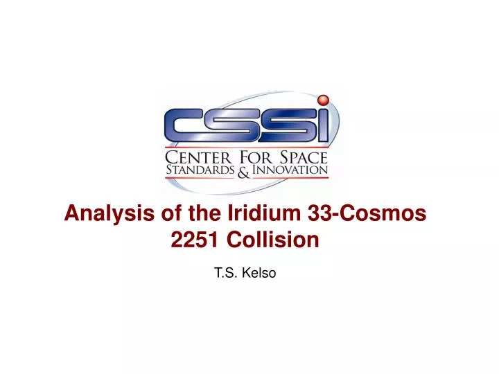 analysis of the iridium 33 cosmos 2251 collision
