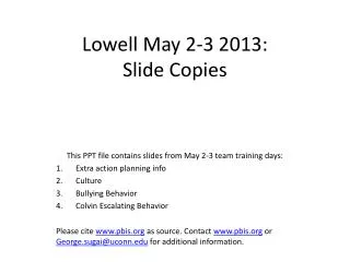 Lowell May 2-3 2013: Slide Copies