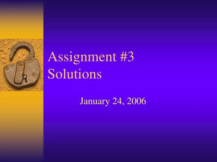 assignment 3 solutions