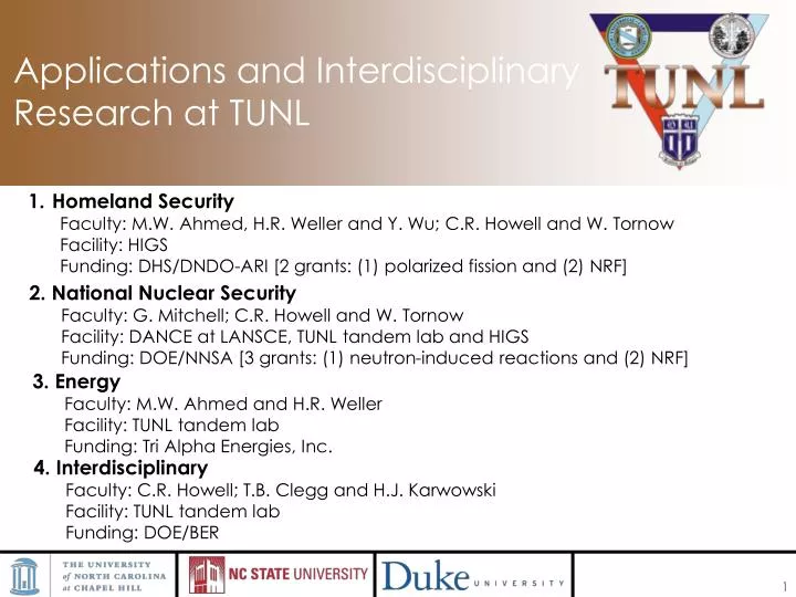 applications and interdisciplinary research at tunl