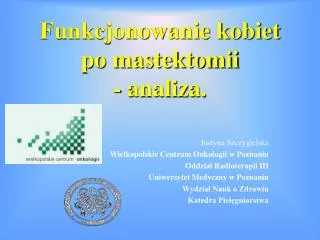 funkcjonowanie kobiet po mastektomii analiza