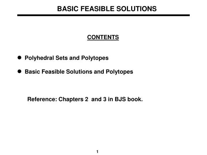 basic feasible solutions