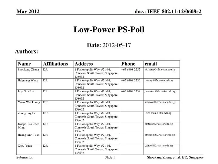 low power ps poll