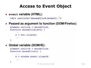 Access to Event Object