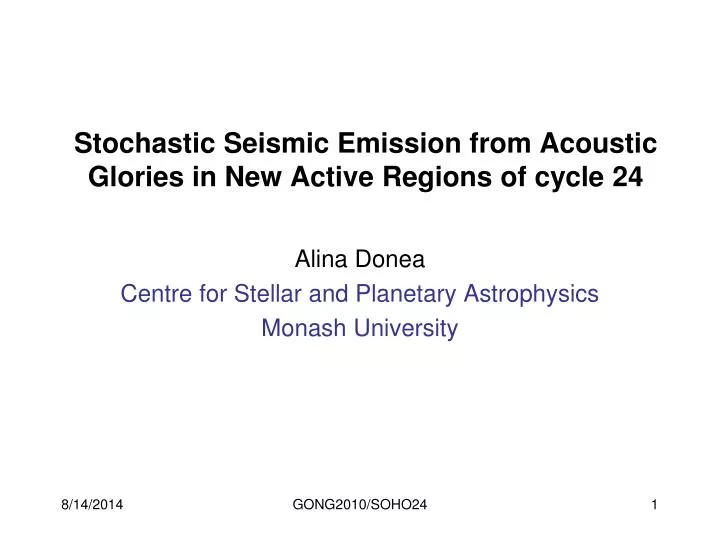 stochastic seismic emission from acoustic glories in new active regions of cycle 24