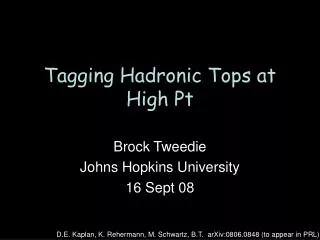 Tagging Hadronic Tops at High Pt