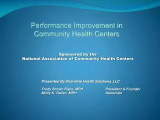 Sponsored by the National Association of Community Health Centers