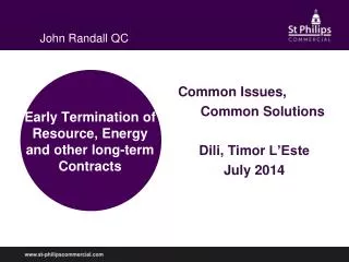 Early Termination of Resource, Energy and other long-term Contracts
