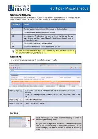 e5 Tips - Miscellaneous