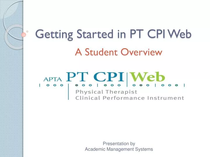 getting started in pt cpi web