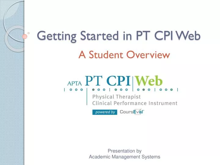 getting started in pt cpi web