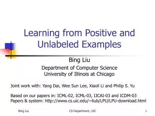 Learning from Positive and Unlabeled Examples