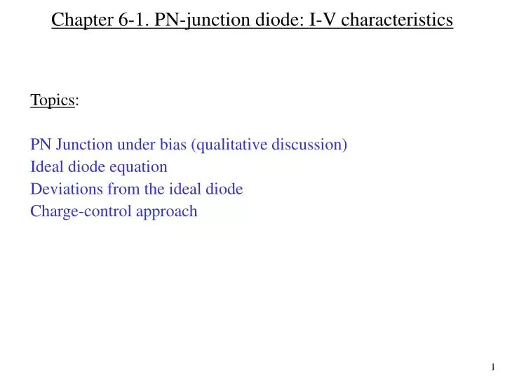 chapter 6 1 pn junction diode i v characteristics
