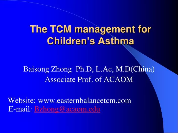 the tcm management for children s asthma