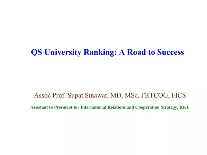 qs university ranking a road to success