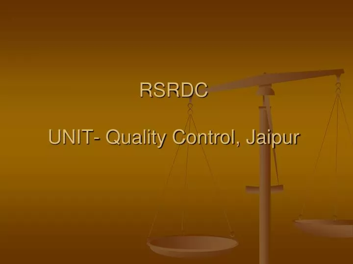 rsrdc unit quality control jaipur