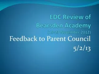 EDC Review of Bearsden Academy (19-23 November 2012)