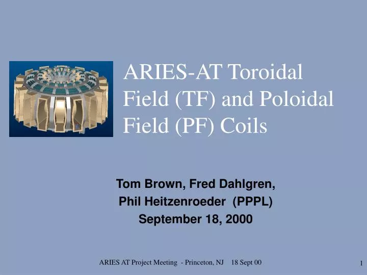 aries at toroidal field tf and poloidal field pf coils