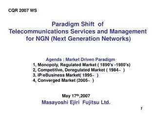 Paradigm Shift of Telecommunications Services and Management for NGN (Next Generation Networks)