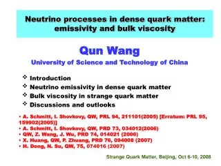 Neutrino process es in dense quark matter: e missivity and bulk viscosity
