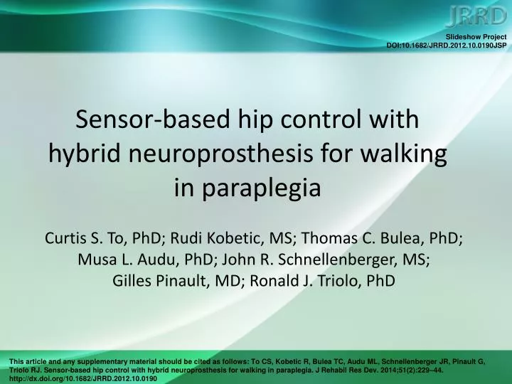 sensor based hip control with hybrid neuroprosthesis for walking in paraplegia