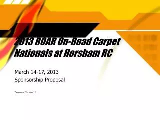2013 ROAR On-Road Carpet Nationals at Horsham RC