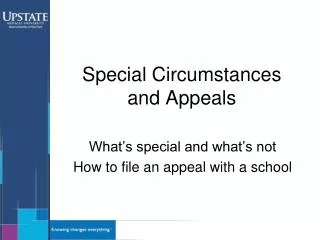 Special Circumstances and Appeals