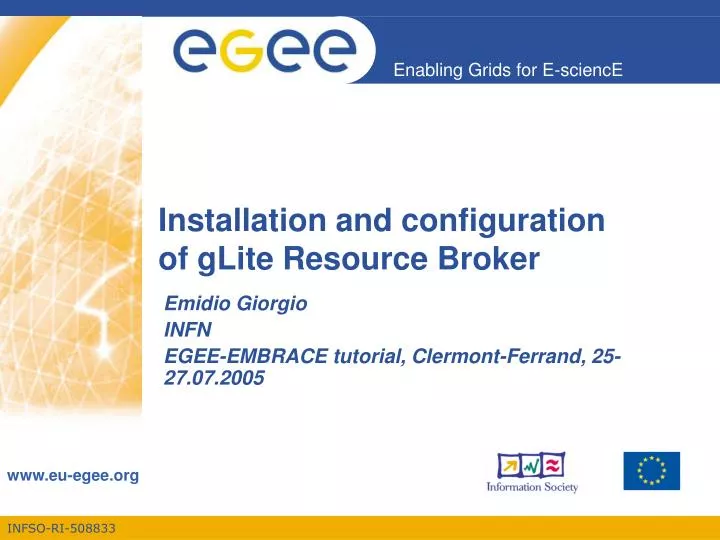 installation and configuration of glite resource broker