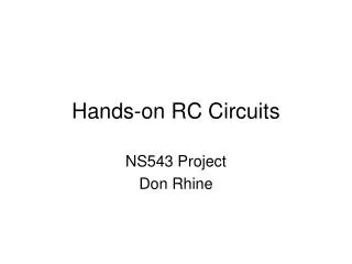 Hands-on RC Circuits