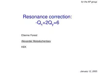 Resonance correction: -Q x +2Q y =6