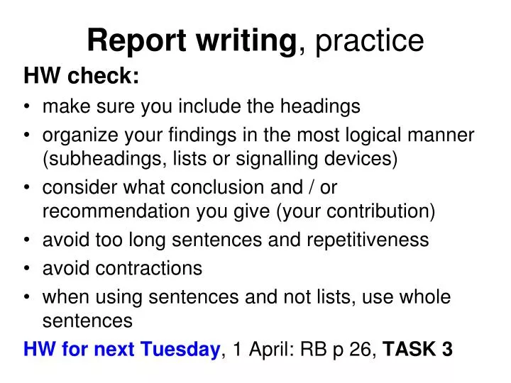 report writing practice