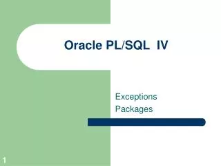 Oracle PL/SQL IV